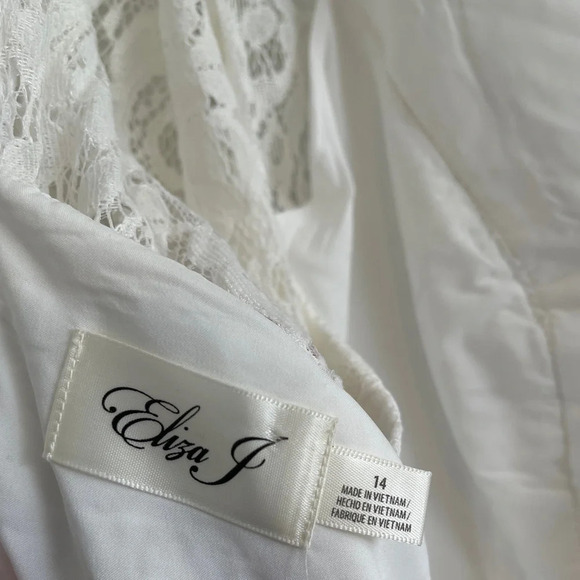 Eliza J Flounce White Lace Dress Size 14 - Picture 8 of 9